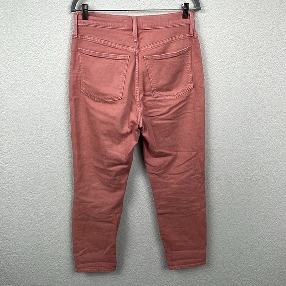 Madewell The Momjean Garment Dye Edition Coral Salmon Knee Rip Sz 28 - Picture 8 of 15